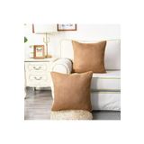 Bc Home 2'li Altın Kenar Biyeli Deve Tüyü Kırlent Kılıfı Seti, Kadife Görünümlü 2 Adet 43 x 43 cm