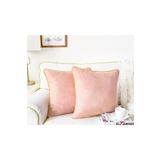 Bc Home 2'li Altın Kenar Biyeli Pembe Kırlent Kılıfı Seti, Kadife Görünümlü 2 Adet 43 x 43 cm
