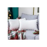 Bc Home 2'li Beyaz Minik Ponponlu Kırlent Kılıfı Kadife Görünümlü 2 Adet 30 X 50cm