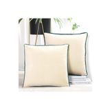 Bc Home 2'li Çam Yeşili Kenar Biyeli Krem Kırlent Kılıfı Seti, Kadife Görünümlü 2 Adet 43 X 43 Cm