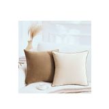 Bc Home 2'li Kenar Biyeli Krem, Deve Tüyü Kırlent Kılıfı Seti, Kadife Görünümlü 2 Adet 43 X 43 Cm