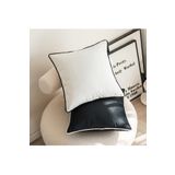 Bc Home 2'li Kenar Biyeli Siyah Beyaz Kırlent Kılıfı Seti, Kadife Görünümlü 2 Adet 43 x 43 cm