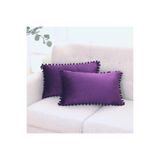 Bc Home 2'li Mor Minik Ponponlu Kırlent Kılıfı Kadife Görünümlü 2 Adet 30 X 50cm
