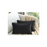 Bc Home 2'li Siyah Minik Ponponlu Kırlent Kılıfı Kadife Görünümlü 2 Adet 30 X 50cm