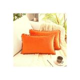 Bc Home 2'li Turuncu Minik Ponponlu Kırlent Kılıfı Kadife Görünümlü Sade ,2 Adet 30 X 50 Cm