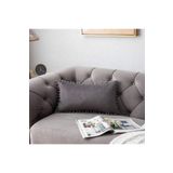 Bc Home Antrasit Minik Ponponlu Dikdörtgen Kırlent Kılıfı ,Yumuşak dokulu , 1 Adet 30 X 50 cm