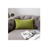 Bc Home Fıstık Yeşili Minik Ponponlu Dikdörtgen Kırlent Kılıfı ,Yumuşak dokulu , 1 Adet 30 X 50 cm