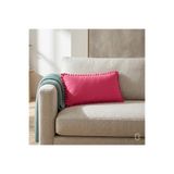 Bc Home Fuşya Minik Ponponlu Dikdörtgen Kırlent Kılıfı ,Yumuşak dokulu , 1 Adet 30 X 50 cm