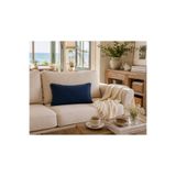 Bc Home Gece Mavisi (Lacivert) Minik Ponponlu Dikdörtgen Kırlent Kılıfı ,Yumuşak dokulu , 1 Adet 30 X 50 cm