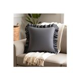 Bc Home Gri Country Fırfırlı Kare Kırlent Kılıfı Yumuşak Dokulu Vintage, İskandinav,Bohem,Yılbaşı