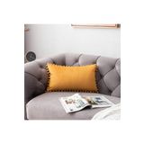 Bc Home Hardal Minik Ponponlu Dikdörtgen Kırlent Kılıfı ,Yumuşak dokulu , 1 Adet 30 X 50 cm