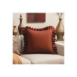 Bc Home Kiremit Kadife Görünümlü Country Fırfırlı Kare Kırlent Kılıfı Yumuşak Dokulu, İskandinav,Bohem,