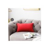 Bc Home Kırmızı Minik Ponponlu Dikdörtgen Kırlent Kılıfı ,Yumuşak dokulu , 1 Adet 30 X 50 cm