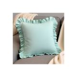 Bc Home Mint Yeşili Kadife Görünümlü Country Fırfırlı Kare Kırlent Kılıfı Yumuşak Dokulu, İskandinav,Bohem