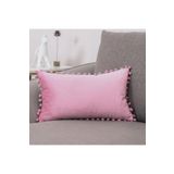 Bc Home Pudra Pembe Minik Ponponlu Dikdörtgen Kırlent Kılıfı ,Yumuşak dokulu , 1 Adet 30 X 50 cm