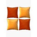 Bc Home Sonbahar Renkleri 4 Adet Ponponlu Kırlent Kılıfı Seti 4 Adet 43 X 43 Cm Kiremit, Hardal