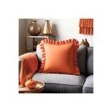 Bc Home Turuncu Kadife Görünümlü Country Fırfırlı Kare Kırlent Kılıfı Yumuşak Dokulu, İskandinav,Bohem,