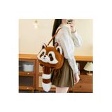 BC Sevimli Küçük Panda Crossbody Çanta, Büyük Kapasiteli Peluş Çanta, Karikatür Rakun Omuz Çantası