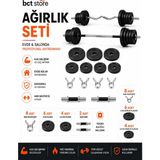 Bct Store 48 kg Halter-Dambıl Seti Z Barlı Düz Barlı Ağırlık Seti Vücut Geliştirme Fitness Seti 48 kg