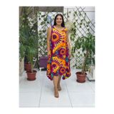 BD13301 Viskon Kolsuz Bodrum Batikli Elbise