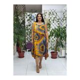 BD13303 Viskon Kolsuz Bodrum Batikli Elbise