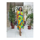 BD13305 Viskon Kolsuz Bodrum Batikli Elbise