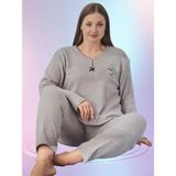 BDK Büyük Beden Kışlık Kadın Pijama Takımı Gri - XL