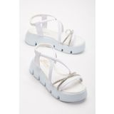 BDKButik ÇAPRAZ TAŞLI LASTİKLİ KIZ ÇOCUK SANDALET AYAKKABI, YÜKSEK TABANLI SANDALET