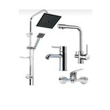 BDL ARMATÜR ARITMALI 3 YOLLU MUTFAK SABİT LAVABO MİX BANYO ROBOT DUŞ SETİ 4’LÜ MUSLUK BATARYA SETİ