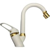 Bdl Armatür Beyaz Gold Lüx Banyo Lavabo Bataryası Çeşmesi Musluğu Oynar Uçlu