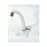 BDL ARMATÜR BEYAZ MİX OYNAR BAŞLIKLI LAVABO BATARYASI ÇİFT SU GİRİŞLİ ÇEŞME BANYO MUSLUĞU ÇEŞMESİ