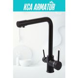 BDL ARMATÜR KCA SİYAH 3 YOLLU ARITMALI MUTFAK EVİYE BATARYASI MUSLUĞU YERLİ ÜRETİM PASLANMAZ