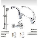 Bdl Armatür Sürgülü Duş- Banyo- Lavabo- Mutfak Bataryası Çeşmesi Musluğu 4’lü Set - Krom