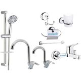 Bdl Armatür Sürgülü Duş - Lavabo - Mutfak - Banyo Bataryası Musluğu Full Set - Krom