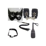 BDSM Deri Fantezi Maske Siyah +deri Kelepçe +Deri Ağız Topu +Deri Kırbaç+deri Fantazi Şaplak Set fıntez4117