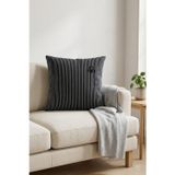 Be-28464-Bk 100% Pamuk 45*45 Cm Çizgili Kırlent Dolu Siyah Çizgili