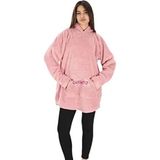 Be Active Wellsoft Oversize Tek Kişilik Kapşonlu Giyilebilir Tv Battaniyesi 100 x 75 cm Pembe Renk