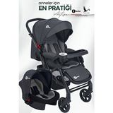 Be-Be Active Travel Çift Yön Tam Yatış Pozisyonlu Pratik Katlanır Mama Tablalı Pusetli Bebek Arabası - Siyah