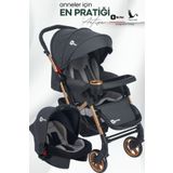 Be-Be Active Travel Çift Yön Tam Yatış Pozisyonlu Pratik Katlanır Mama Tablalı Pusetli Bebek Arabası