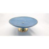 Be Beauty 2 Adet Mavi - 1 Adet Beyaz Renk 3 Adet Ayaklı Kurabiyelik Sunum Tabağı. Tabak Çapı 20 Cm