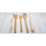 Be Beauty 7 Parçadan Oluşan Ahşap Çatal Kaşık Maşa Spatula Baharat ve Bal Kaşığı Mutfak Seti, Çeyizlik Set