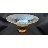 Be Beauty Şeffaf Gold Renk Ayaklı Cam Yuvarlak Gondol Meyvelik 30 cm