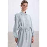 BE BLUE PASTEL MAVİ BELİ BÜZGÜLÜ ELBİSE