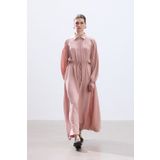 BE BLUE PASTEL PEMBE BELİ BÜZGÜLÜ ELBİSE