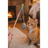 Be Cat Fare Örgü, Amigurumi Catnipli Oyuncaklı Çanlı Kedi Oltası Oyuncağı