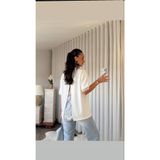 BE CHİC Kadın sırt dantel detaylı bisiklet yaka düz basic rahat kalıp t-shirt