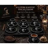 Be-Lis 6’lı Atatürk Temalı Türk Kahvesi Fincan Takımı – Siyah Premium Porselen Kahve Seti & Özel Hediye Konsepti