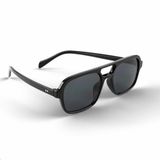 Be Muse Denise Siyah Unisex Güneş Gözlüğü - Siyah Kemik Havacı Çerçeve, Koyu Füme UV400 Korumalı Retro Kare Tasarım Pilot Gözlüğü