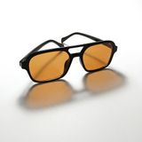Be Muse Denise Turuncu Camlı Unisex Güneş Gözlüğü - Siyah Kemik Havacı Çerçeve, UV400 Korumalı Retro Kare Tasarım Pilot Gözlüğü