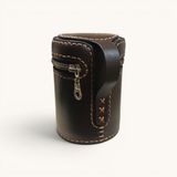 Be Muse El Yapımı Hakiki Deri Silindir Kutu, Fermuarlı Çok Amaçlı Seyahat Çantası ve Düzenleyici, Takı, Saat, Bozuk Para ve Kamera Lensi Saklama Kutusu, Premium Rustik Tasarım, Kahverengi